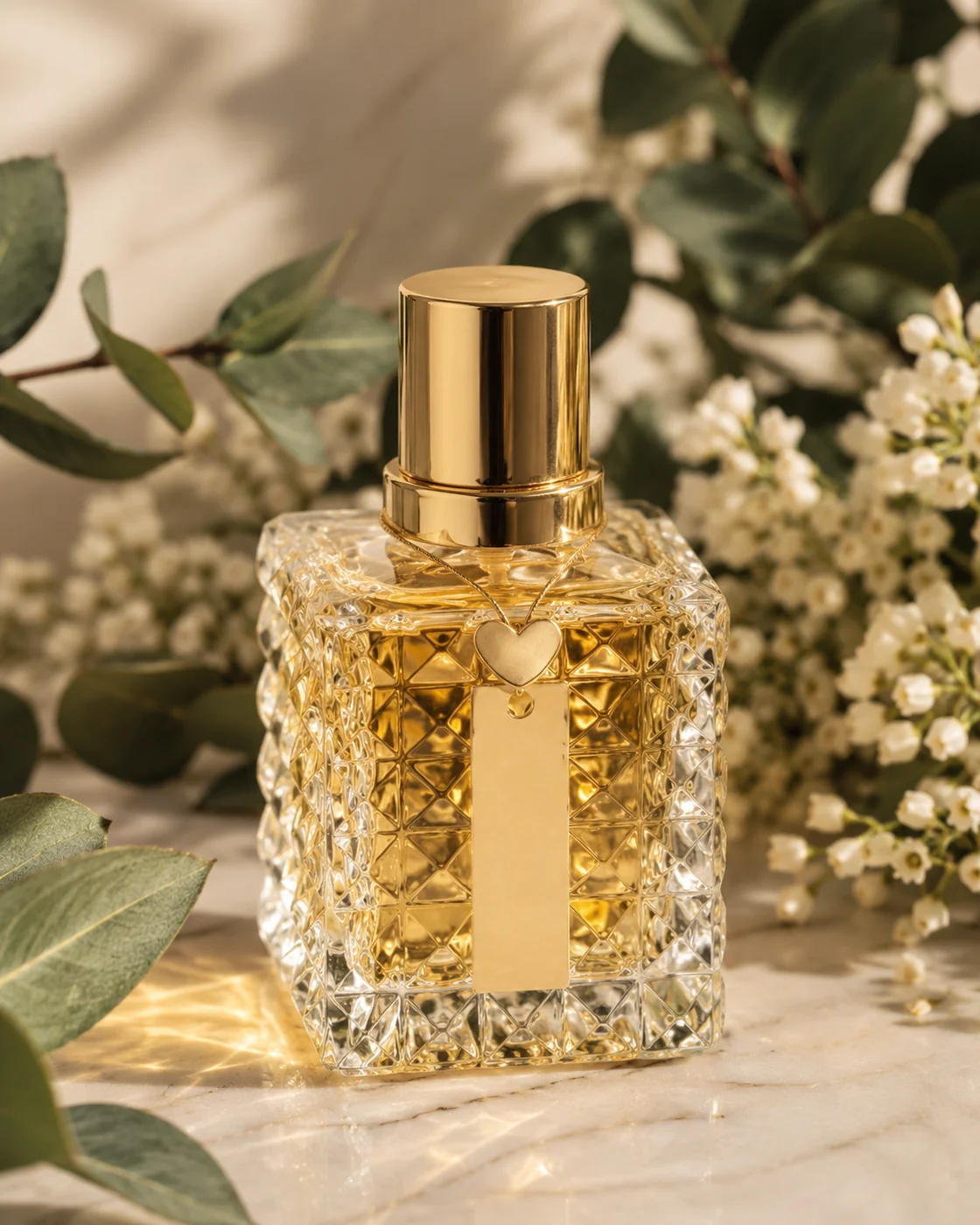 Frasco do Perfume Eterna 50ml, floral ambarado, notas de bergamota, lavanda e baunilha.