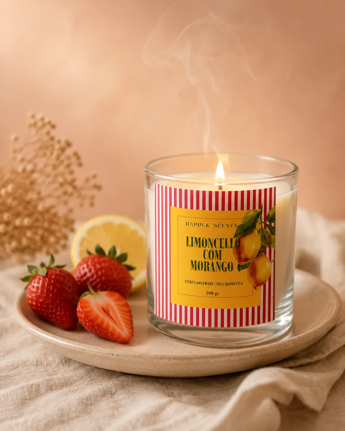 Vela aromática premium 100g, cera de alta qualidade.